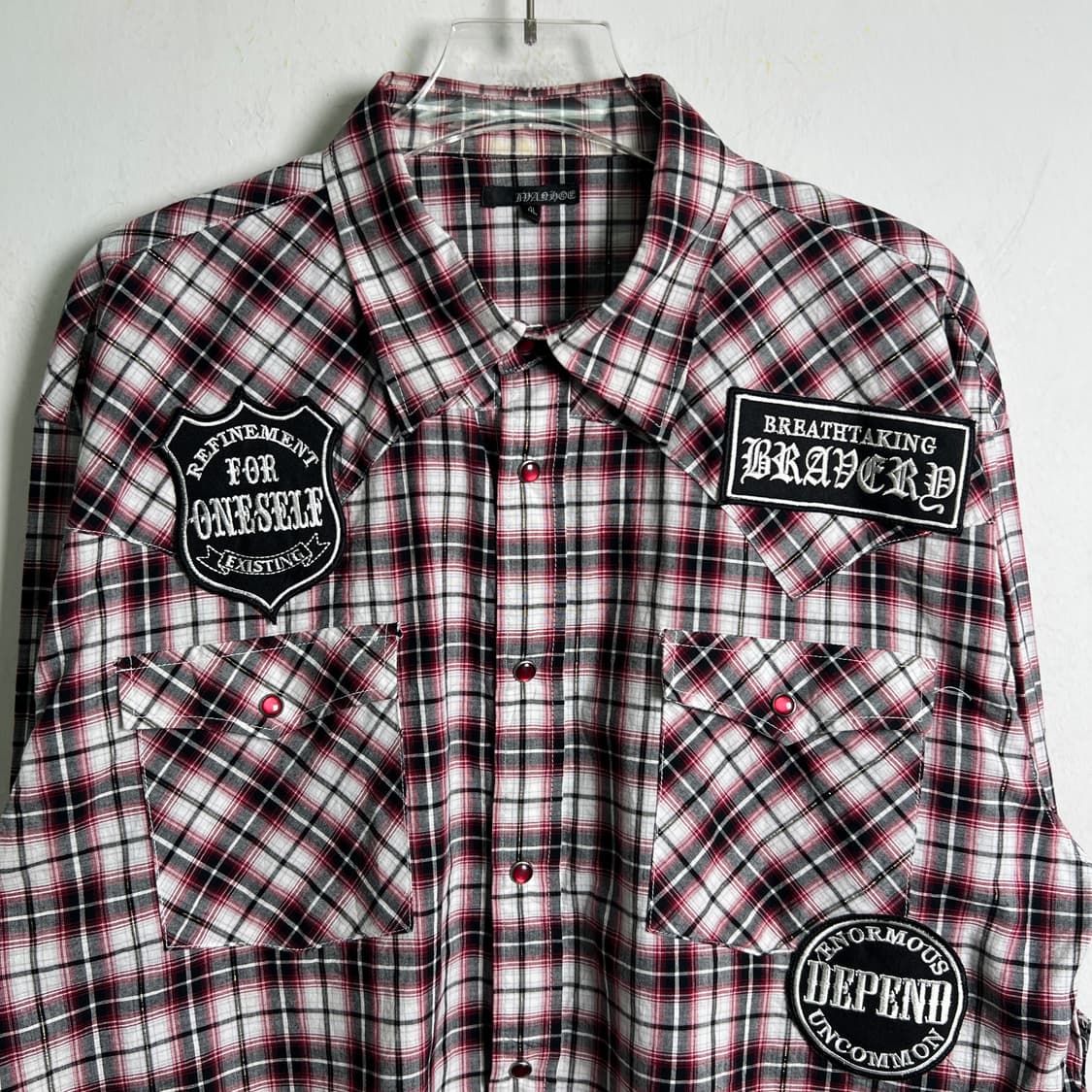 00's JPN VTG 빈티지 패치워크 체크 셔츠 3XL 상품이미지4