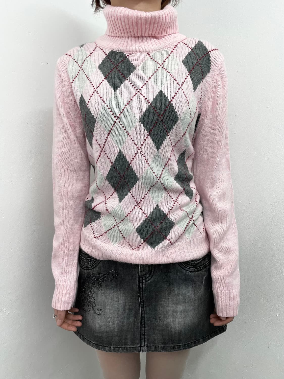 히메갸루 핑크 아가일 니트🎀 상품이미지2