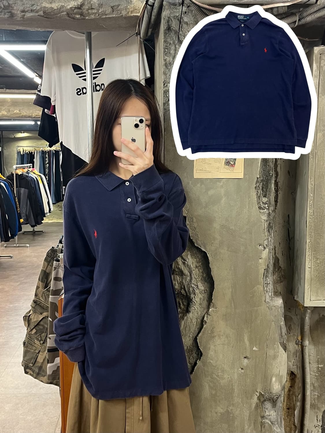 폴로 랄프로렌 카라 긴팔티 네이비 XL #csz997 상품이미지1
