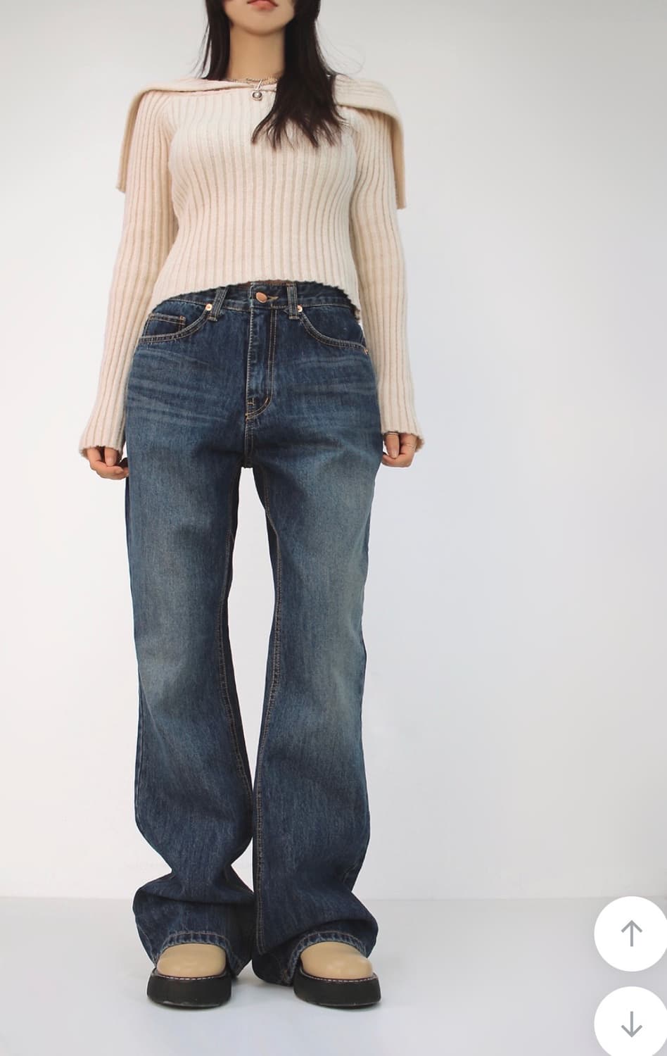 시크윈 ootj 실루엣 워싱 브러쉬 부츠컷 데님팬츠 상품이미지2