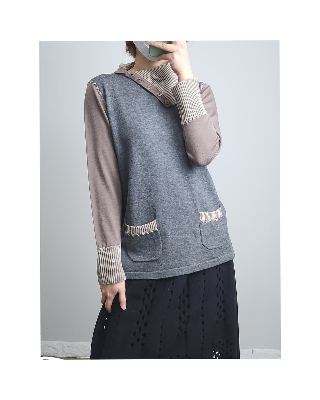 언발 넥 울 니트 상품이미지1