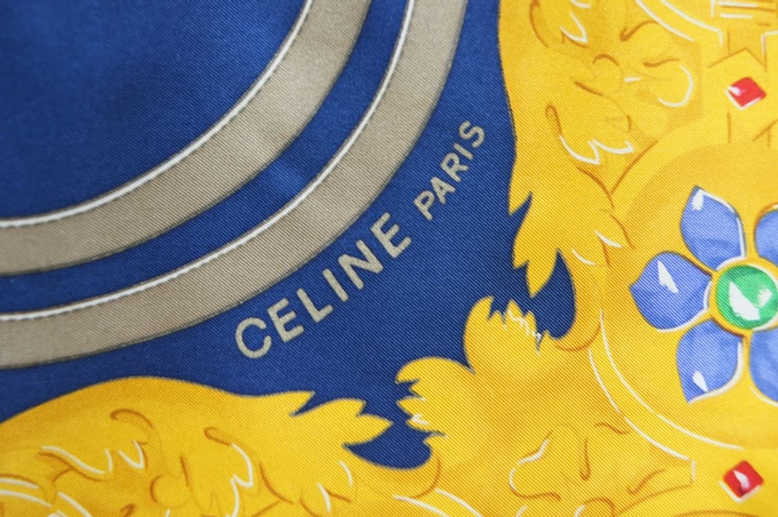 CELINE 정품 골드 옐로 실크 스카프 상품이미지10