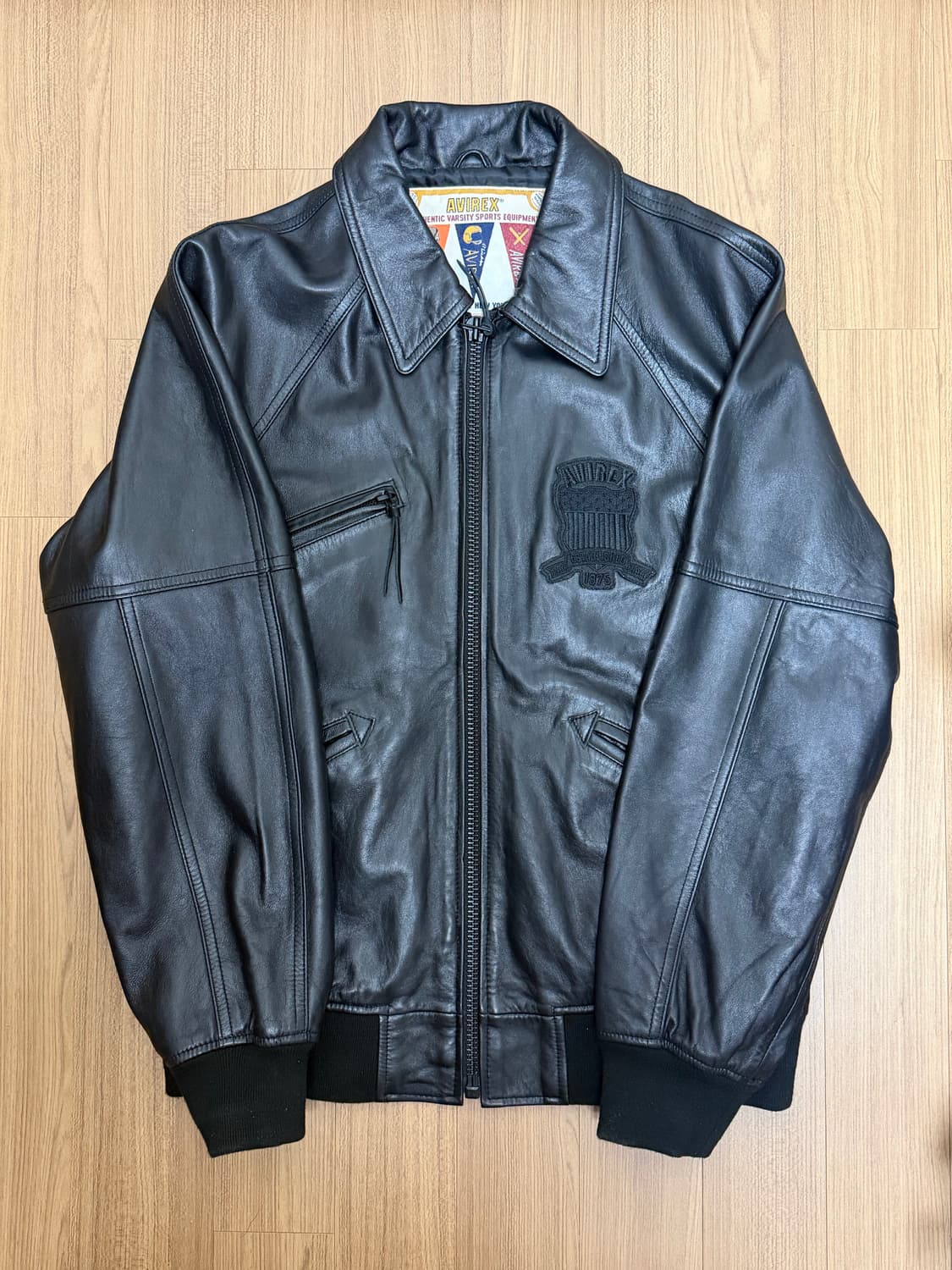 아비렉스 라이트 시그니처 가죽자켓 올블랙 상품이미지2