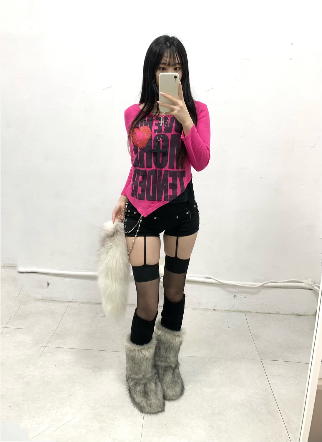 [MILLENNIA] 펑크 해골 하트 핑크 롱슬리브 상품이미지2