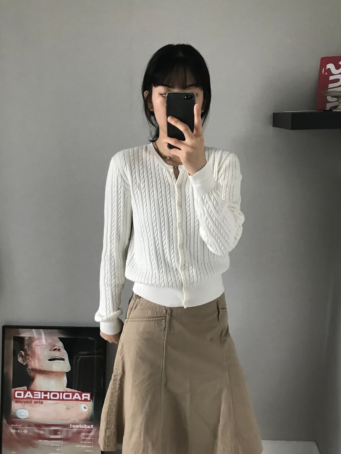 폴로 랄프로렌 포니로고 화이트 케이블 니트 가디건 상품이미지3