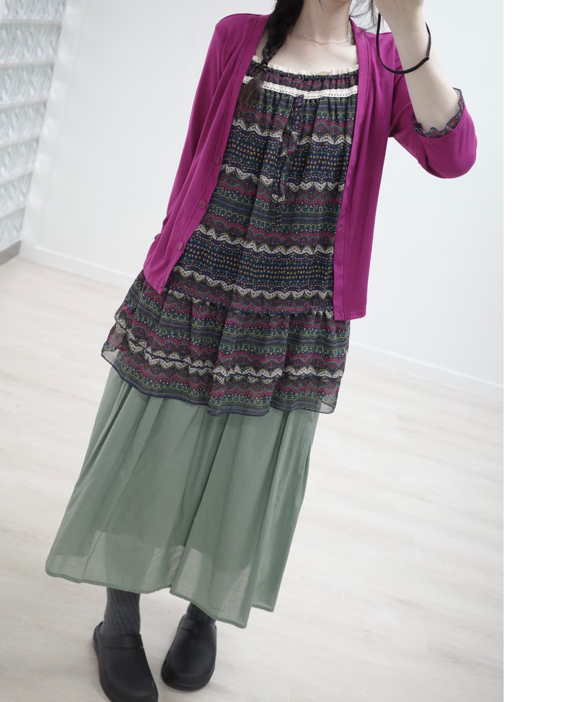 Larered purple pink sleeve tee 상품이미지4