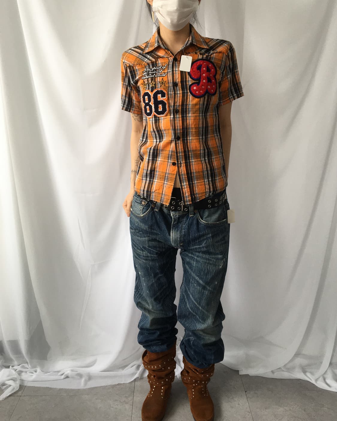 Patch point check pattern shirt 상품이미지7