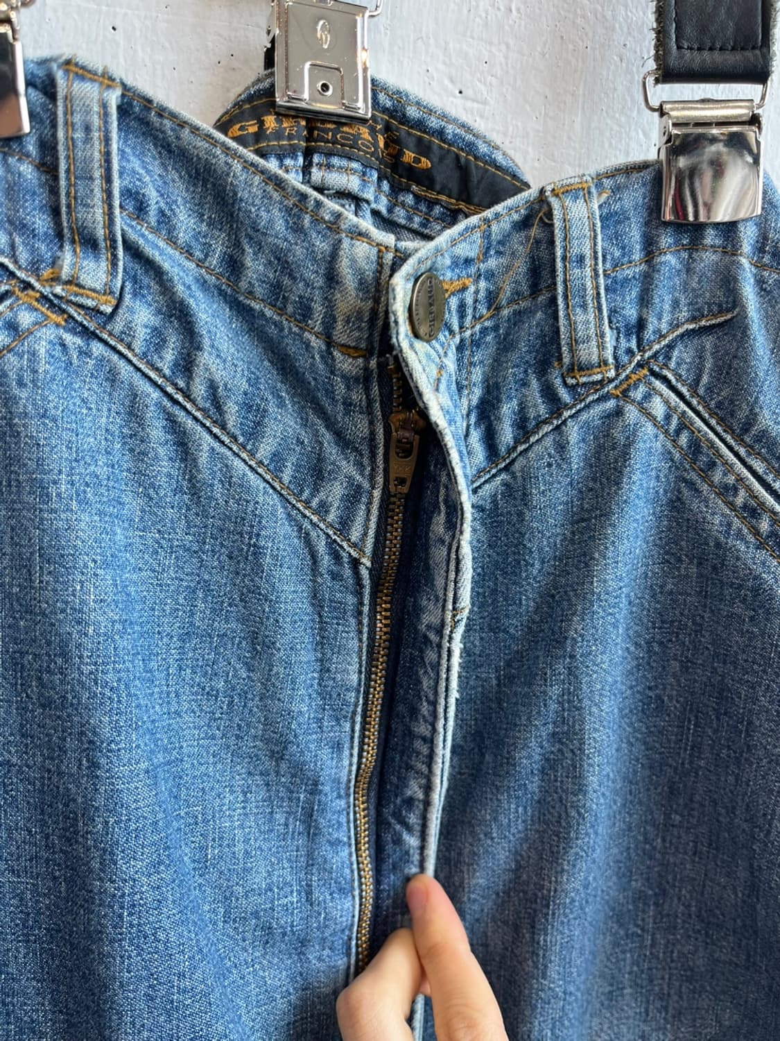 빈티지 마리떼프랑소와저버 하프 데님 오버롤 Made in JAPAN 상품이미지6