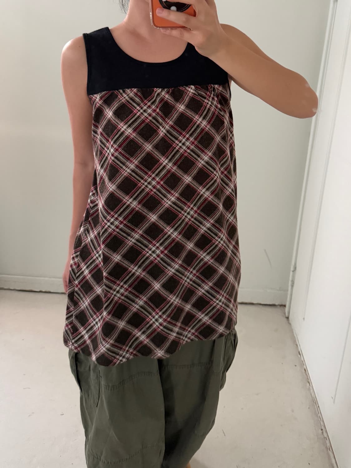 일본빈티지 그런지 체크 슬리브리스 상품이미지3