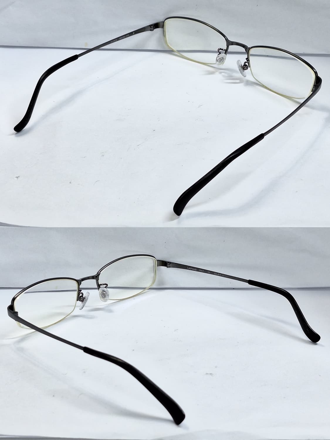 일본 하우스브랜드 LAPHAS 947 GUMMETAL 티타늄 반무테 안경 상품이미지4