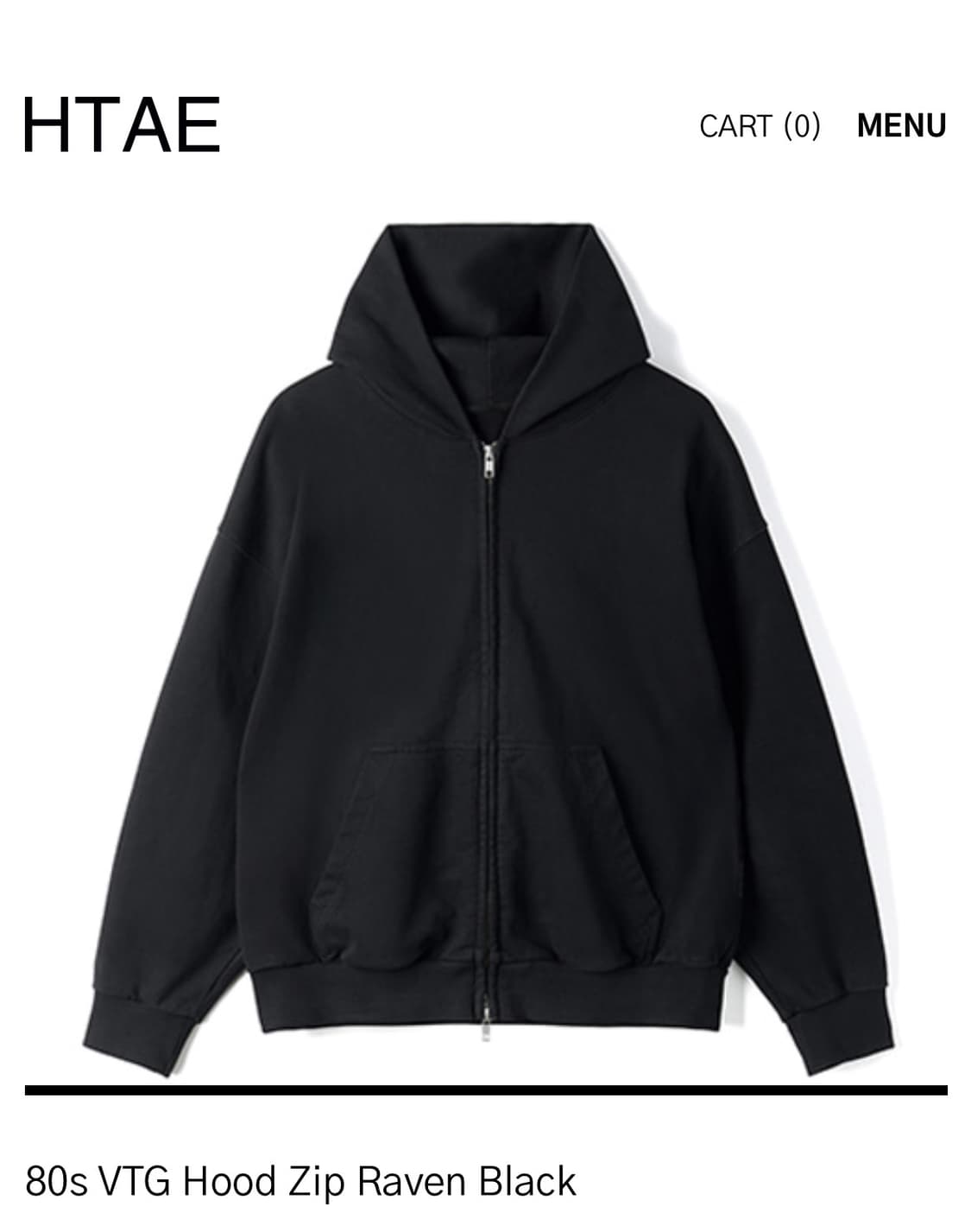 HTAE 80s VTG Hood Zip Raven Black 2사이즈구매 상품이미지1