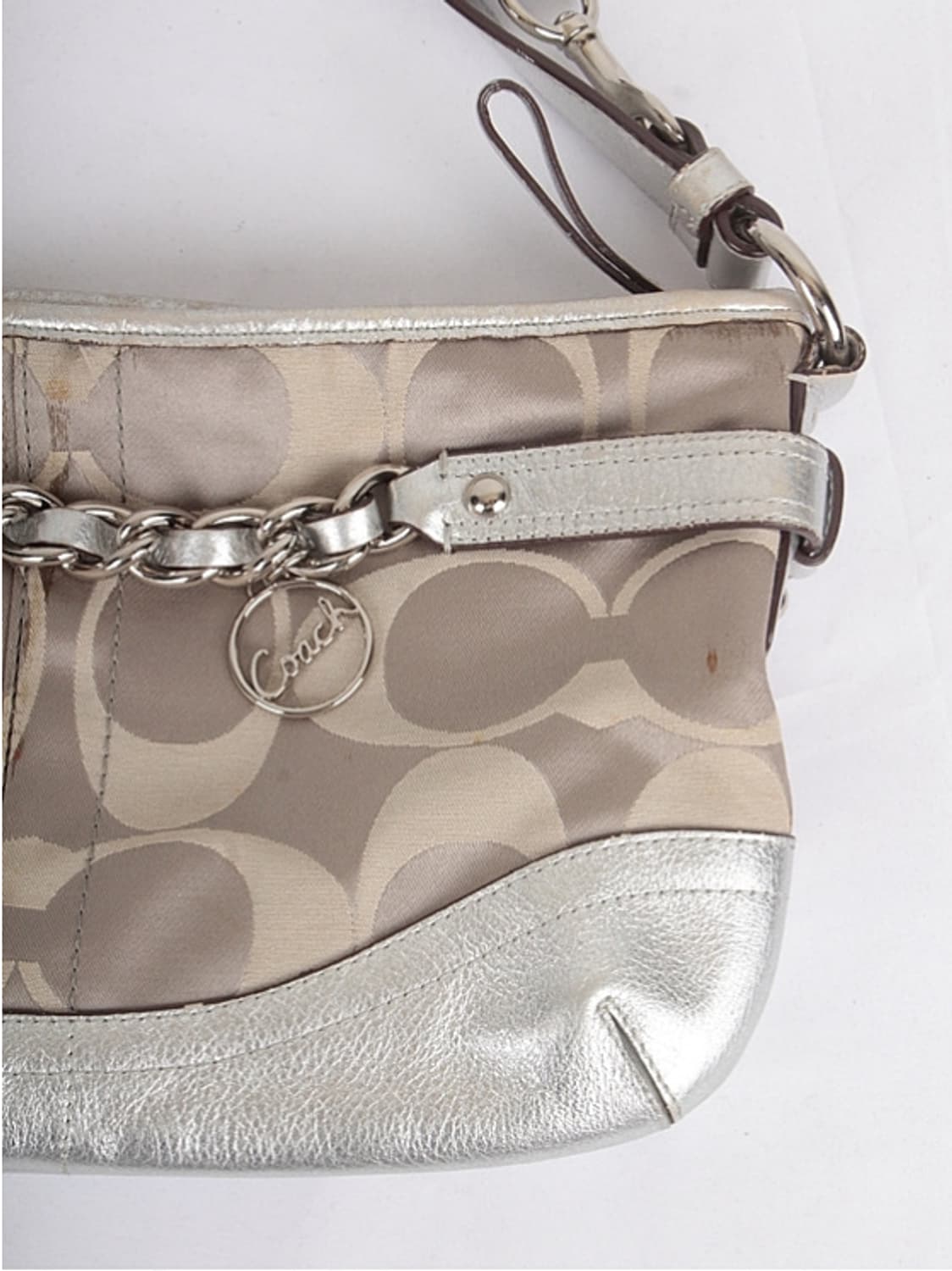 코치 시그니처 패브릭 실버 레더 숄더백 상품이미지2