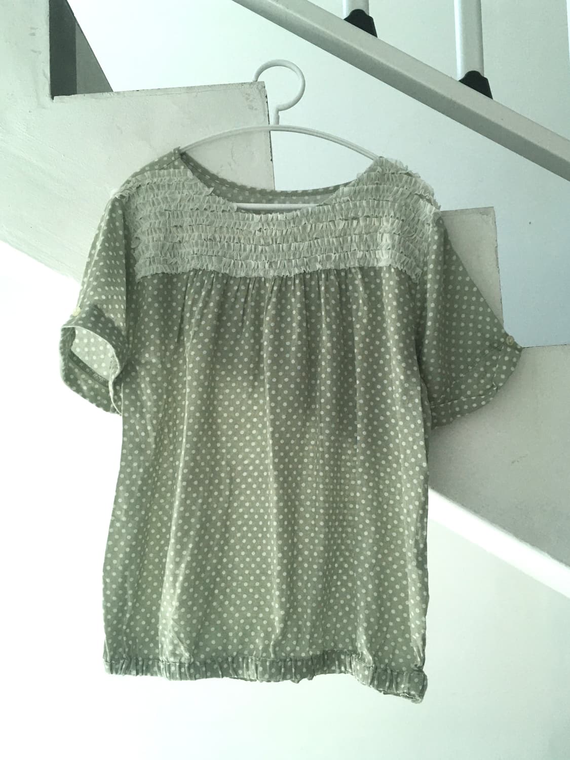 jpn vintage mint nerd frill blouse 상품이미지4