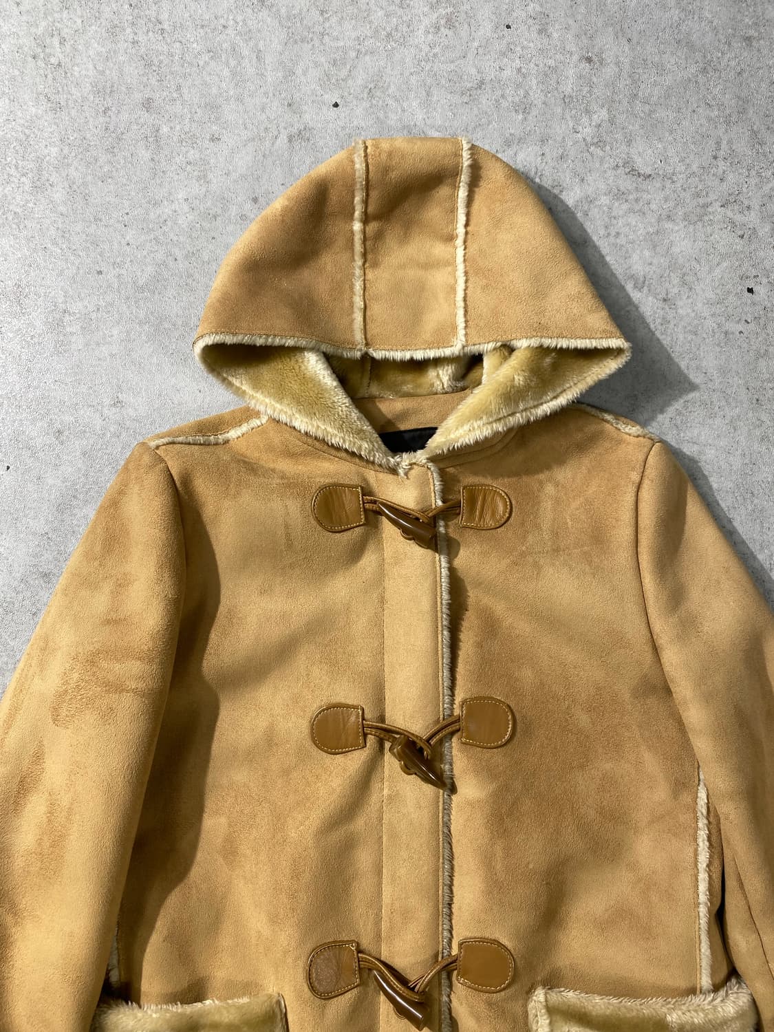 [90-95] 90-00s VELARDI 시어링 후드 더플코트 상품이미지2