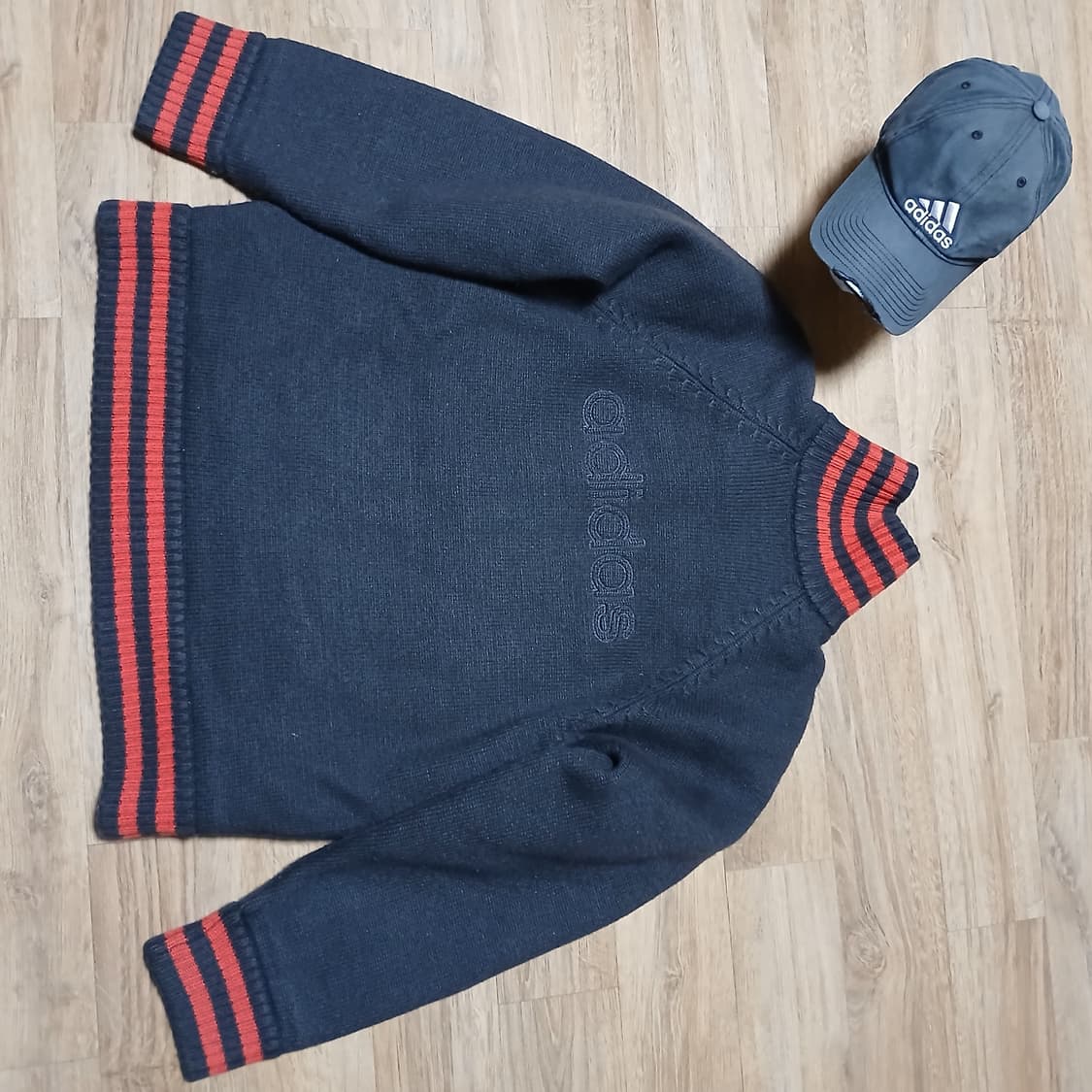 올드스쿨 아디다스 adidas 니트 누빔 점퍼 집업 자켓 패딩 상품이미지5