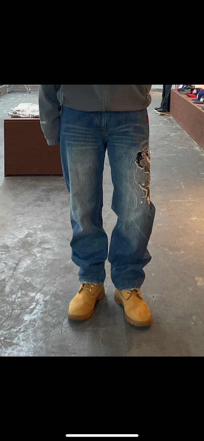 카라쿠리 자수 오리엔탈 데님 팬츠 H1552 상품이미지3