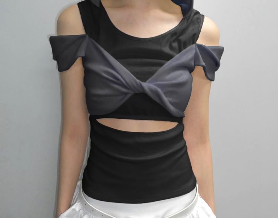 체메씨 트위스트 하프 슬리브 후디 티셔츠 상품이미지2