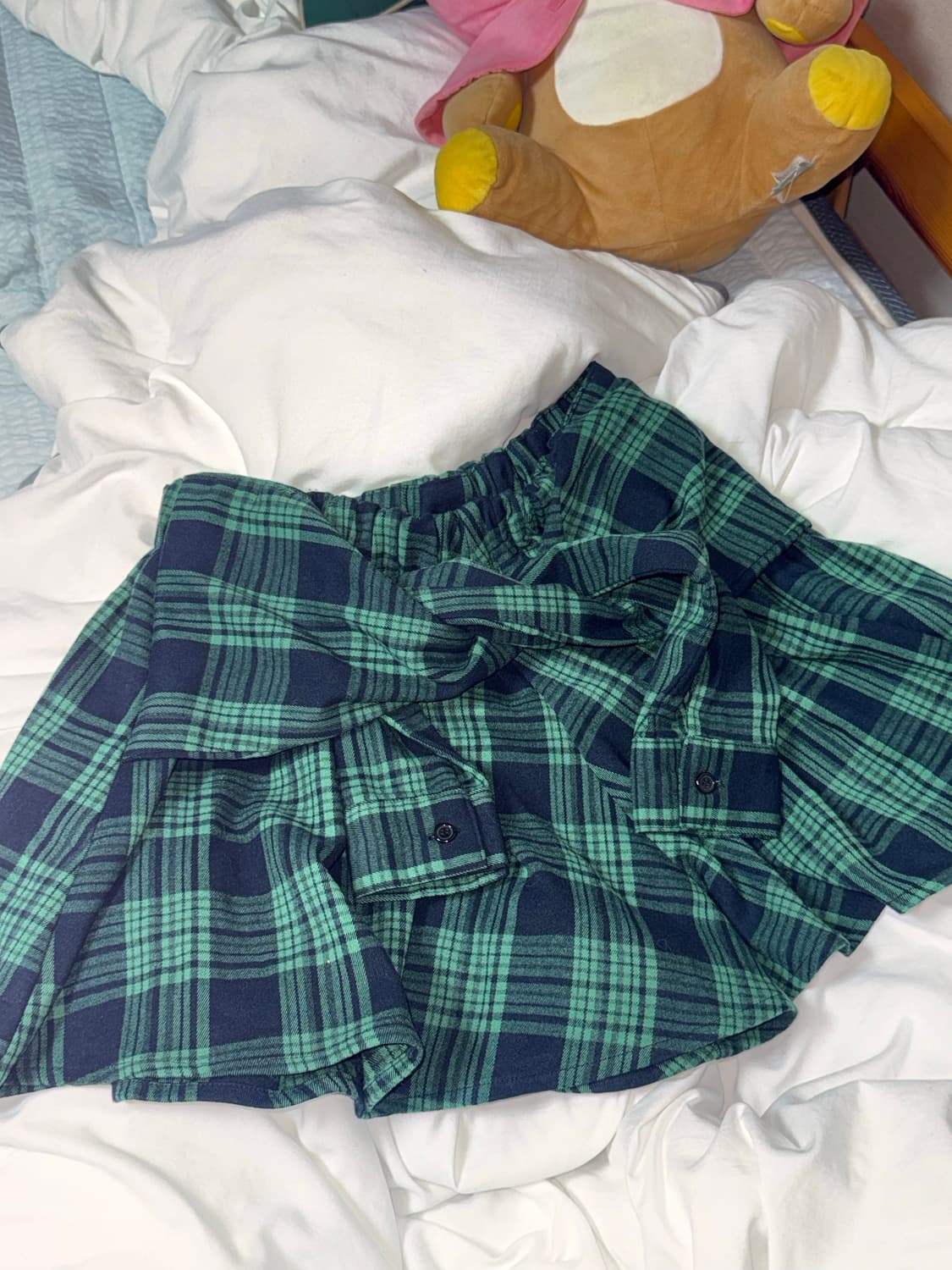 착샷 O) 캐캐체깔 그린체크 스커트 큐롯  상품이미지1