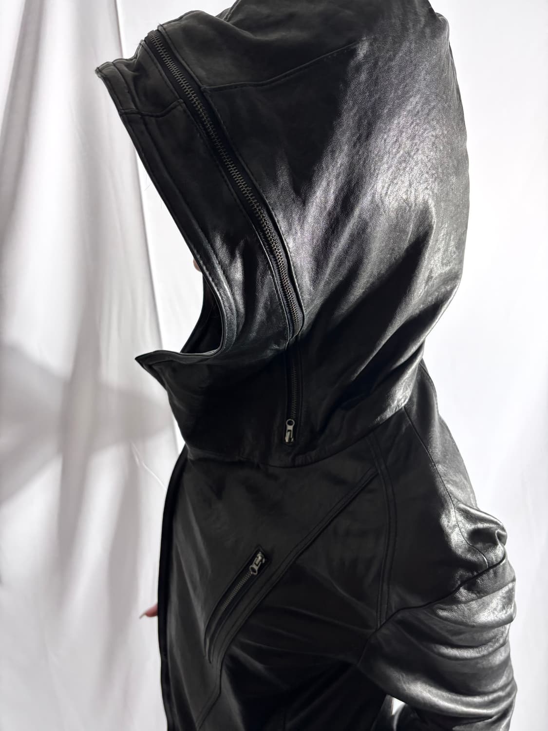 Italian Leather Sculptural Moto Jacket 상품이미지5