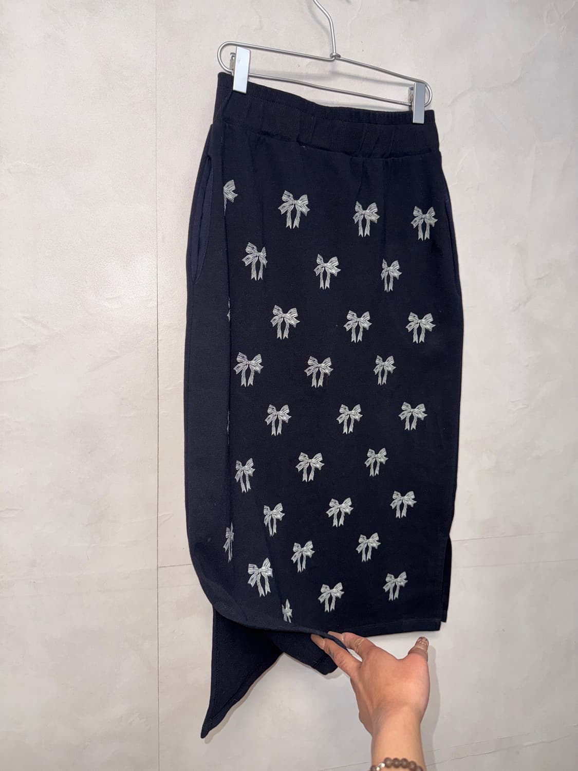 Metapher ribbon banding skirt navy 상품이미지2