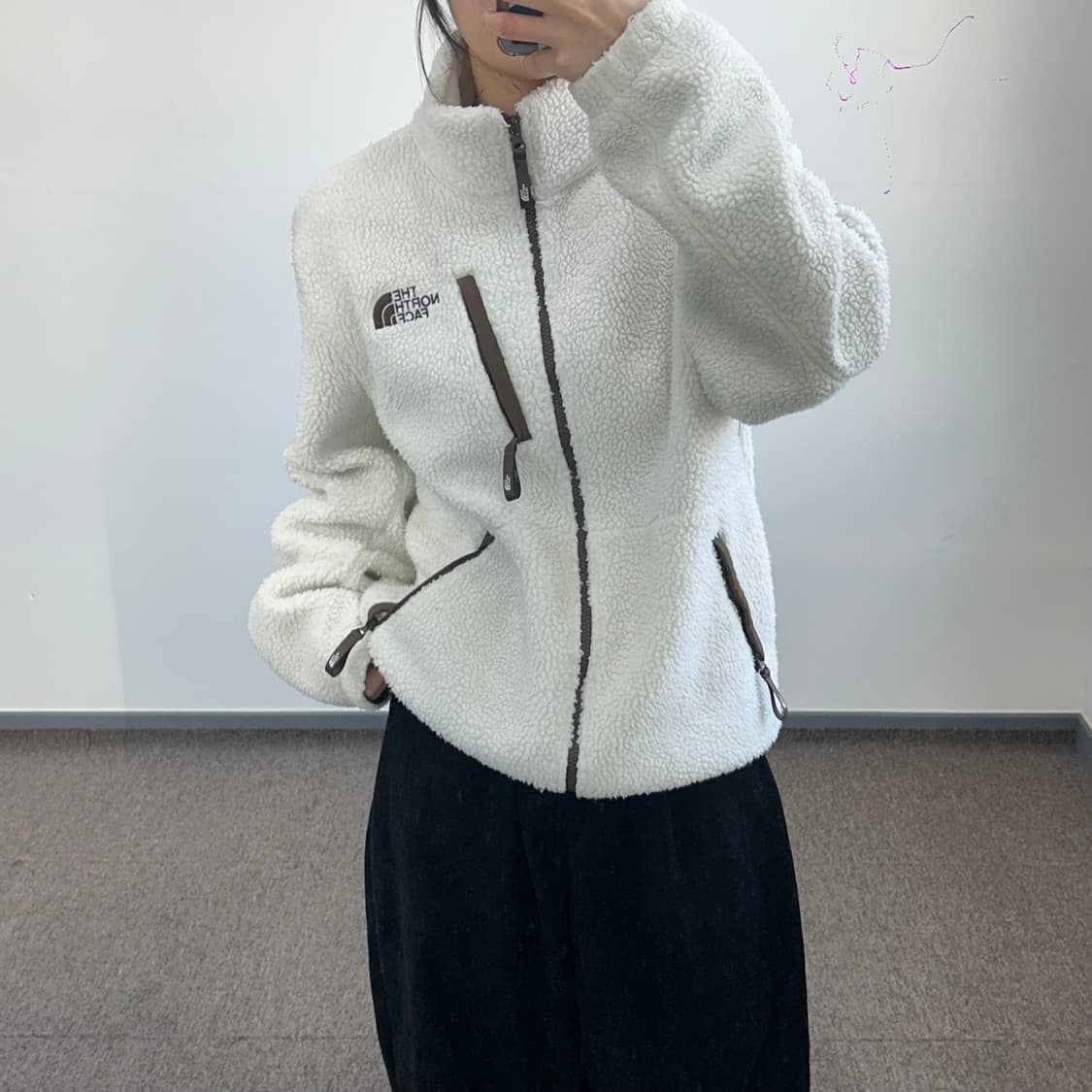 The north face 노스페이스 브라운 아이보리 후리스 집업 상품이미지3