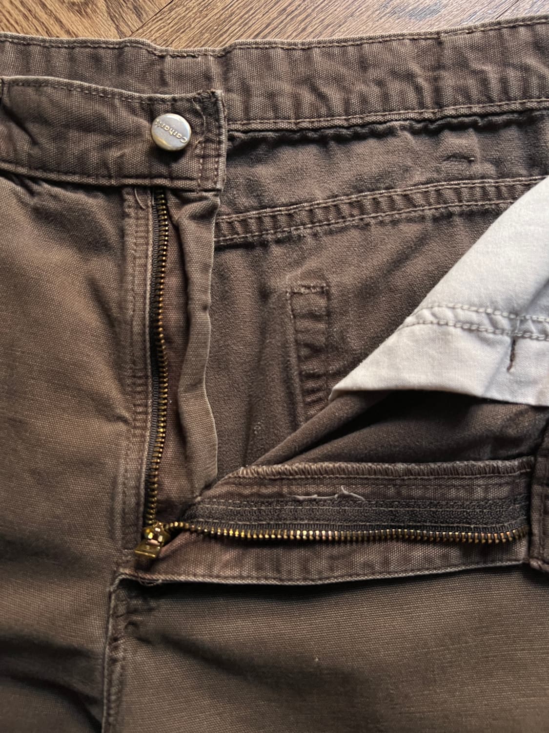 [36]칼하트 USA 빈티지 워싱 다크브라운 싱글니 워크 팬츠 상품이미지3