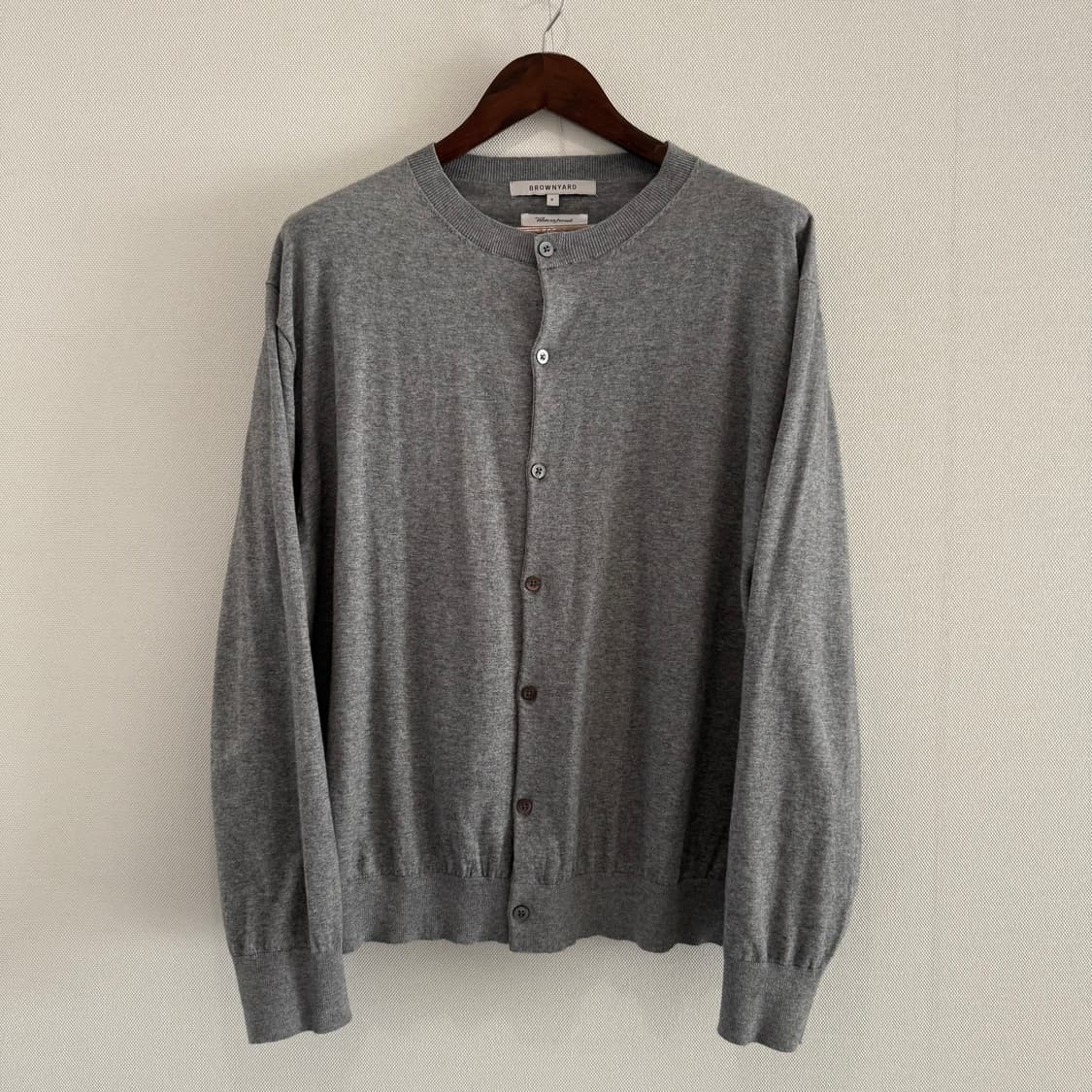 [6]브라운야드 코튼 캐시미어 라운드넥 가디건 그레이 상품이미지1