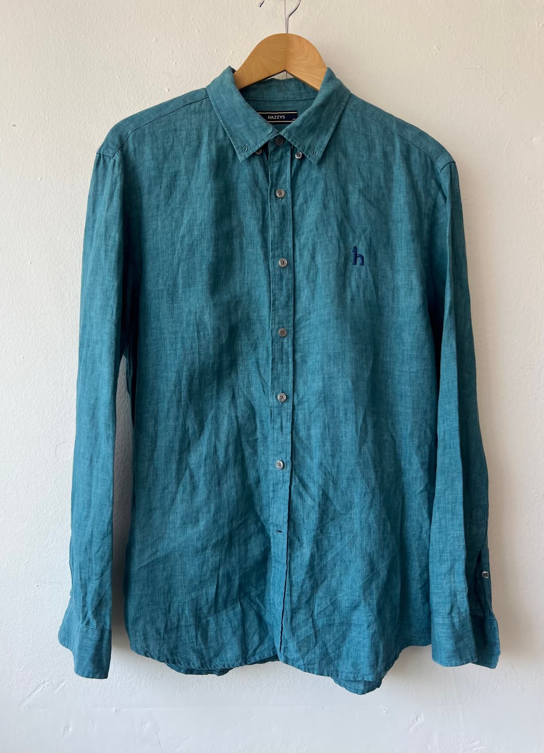 헤지스 남성 청록 린넨셔츠 긴팔셔츠 상품이미지2