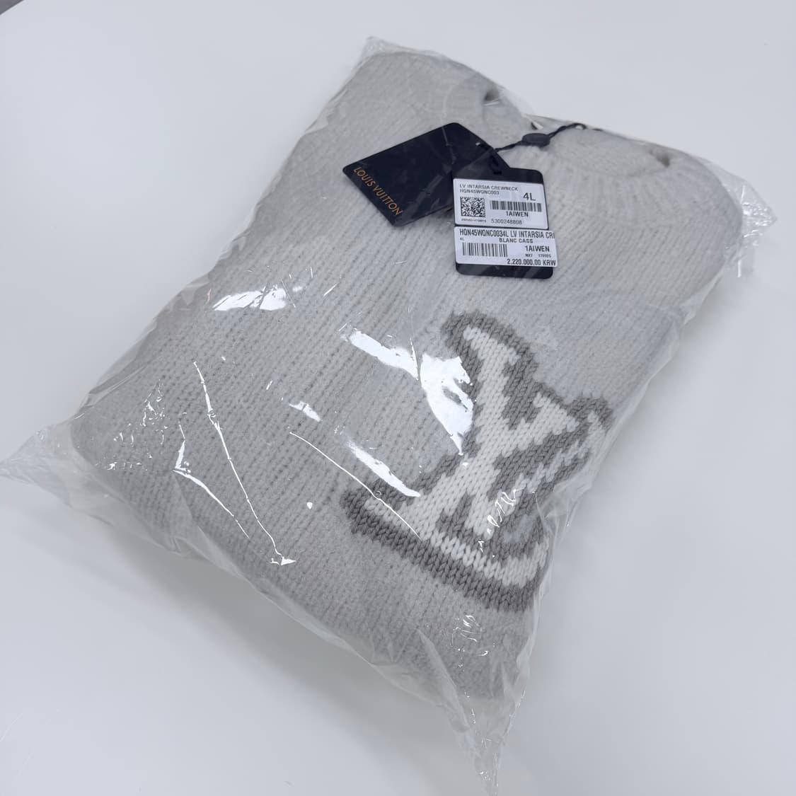 [미사용/3XL] 25FW 루이비통 LV 인타르시아 크루넥 니트 아이보리 상품이미지9