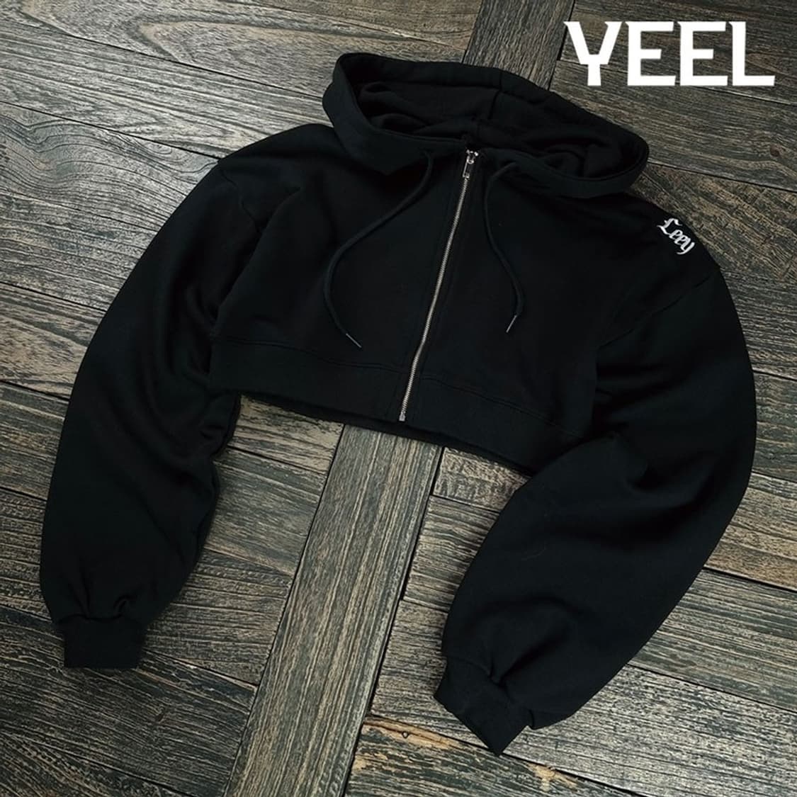 [LEEY YEEL] 크롭 후드 집업 블랙 M19898 상품이미지1