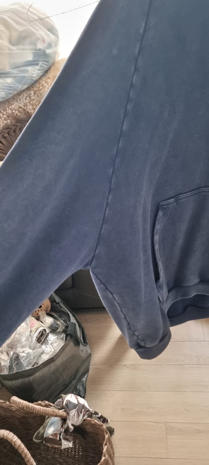 물빠진 파란색 오버핏 후드티 상품이미지4