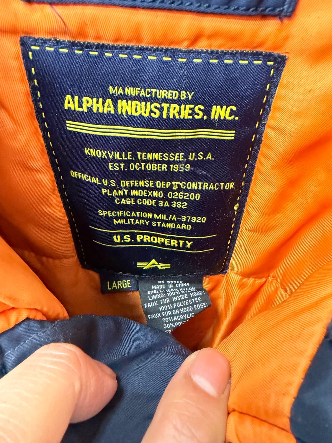 정품) 알파인더스트리 N3B 네이비 패딩 L 상품이미지7