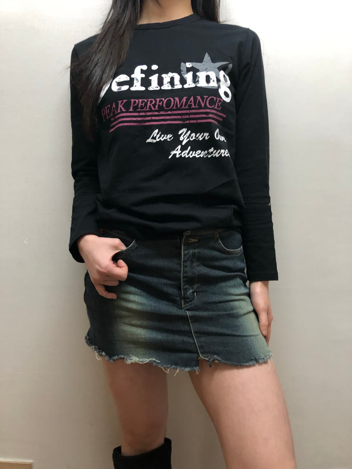 빈티지 데님 워싱 미니 스커트 상품이미지7