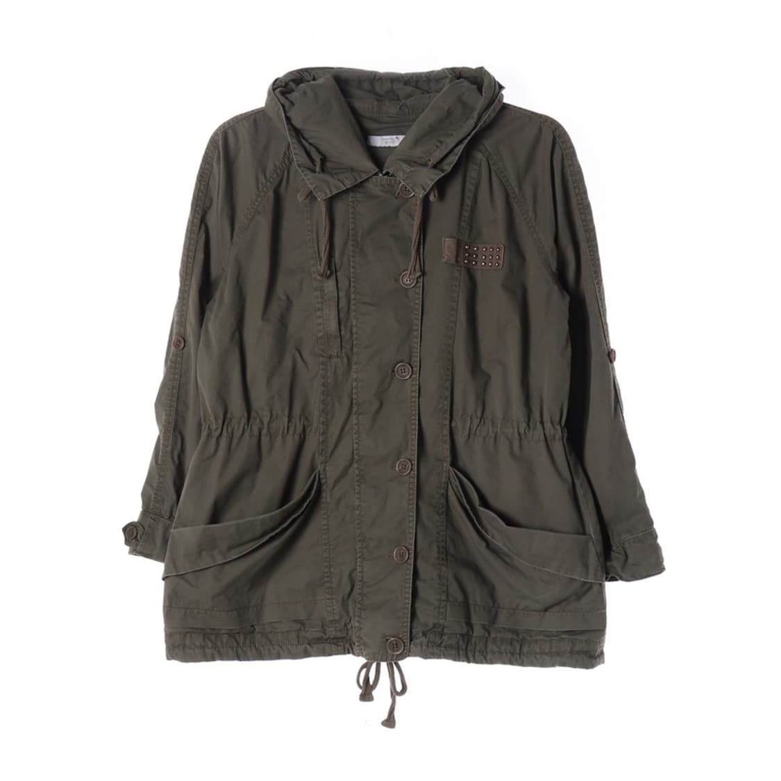 HUM 여성 코튼 후드 야상 점퍼 카키 상품이미지1