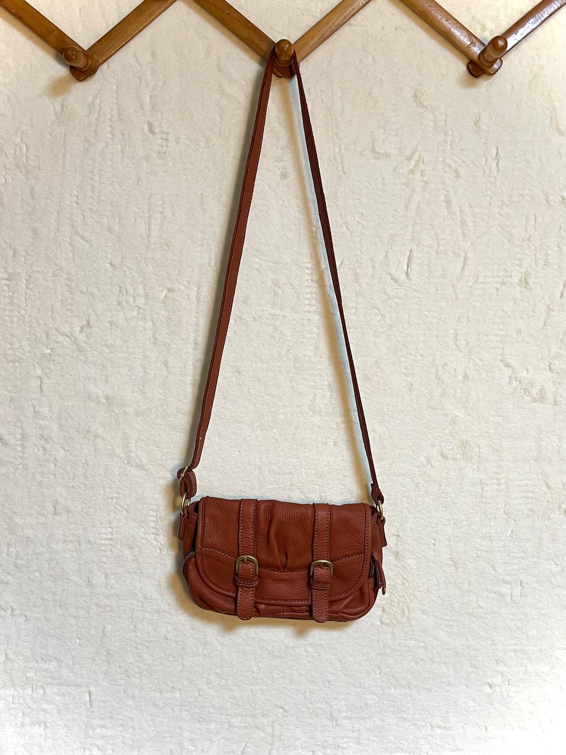 빈티지 브라운 가죽 크로스백 모리걸 상품이미지1