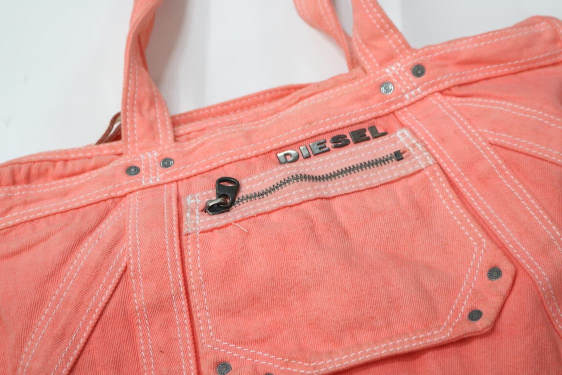DIESEL 디젤 빈티지 워싱 데님 캔버스 토트백 백 피치 핑크 상품이미지3