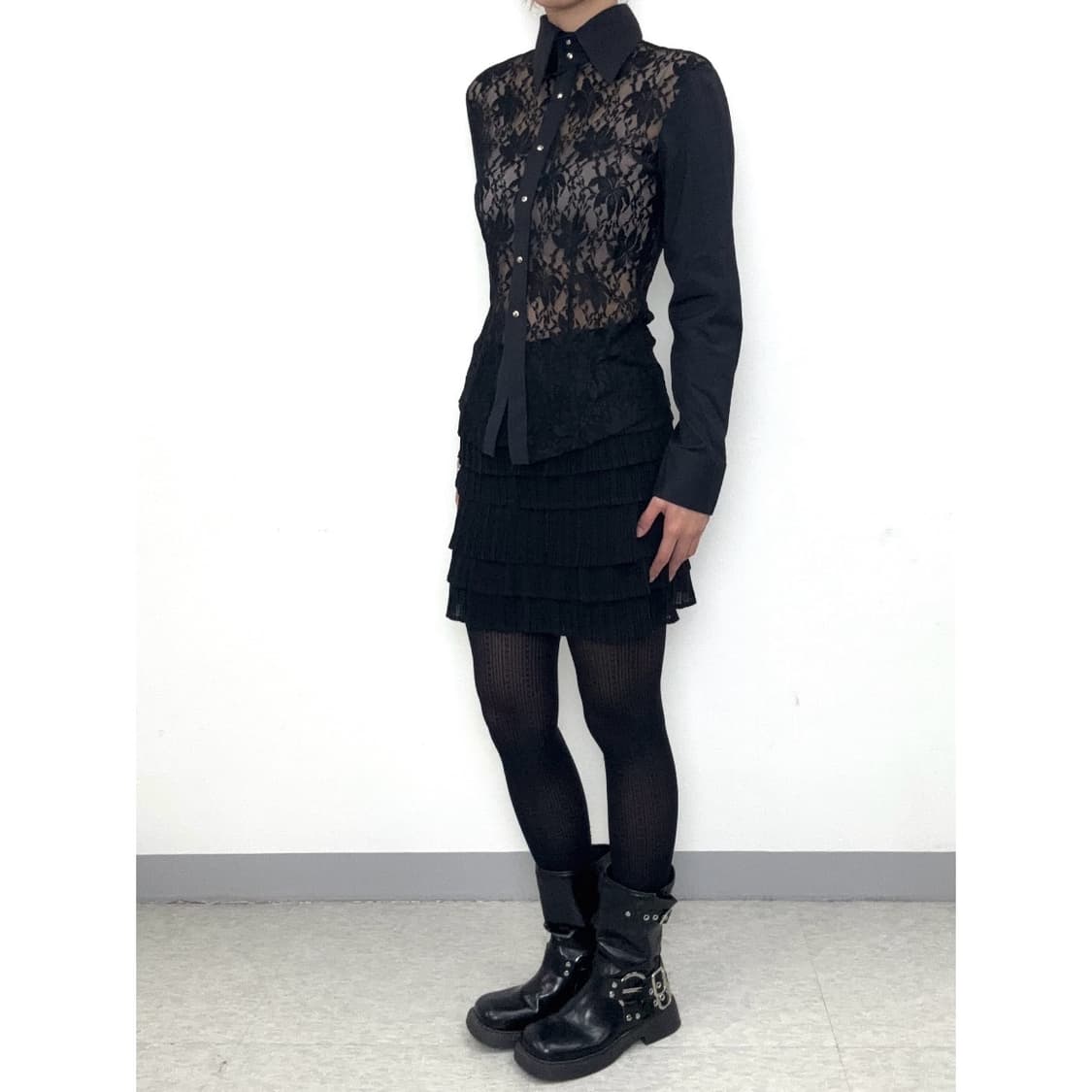 빈티지 고딕 블랙 블라우스 셔츠 상품이미지3