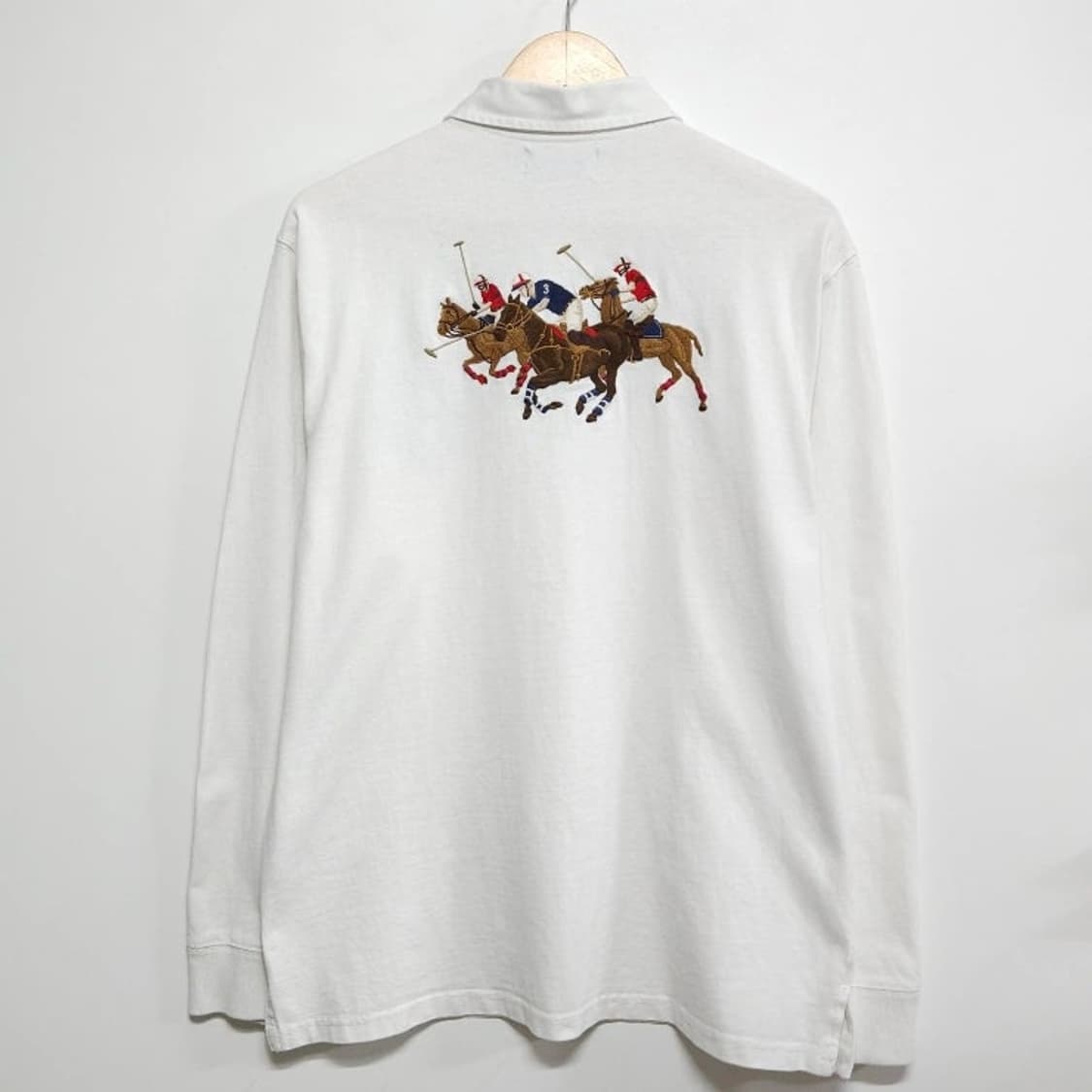 105 POLO 폴로 멀티포니 럭비 카라티 화이트 1990년대 올드빈티지 상품이미지6
