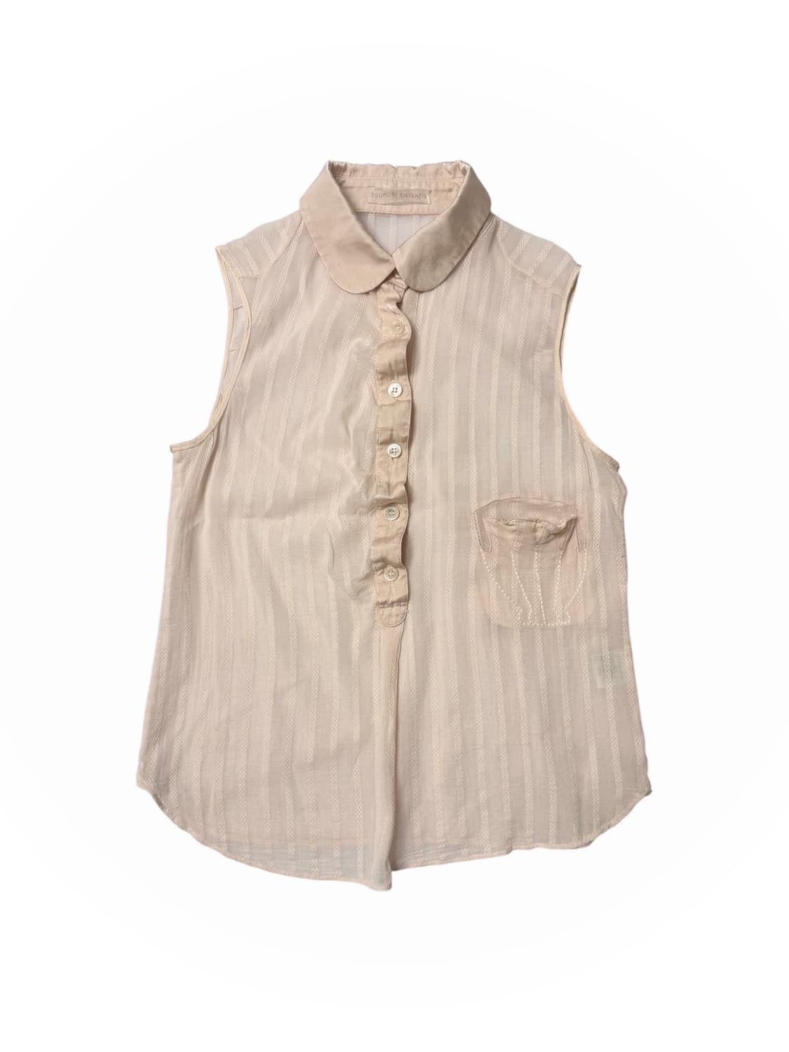 츠모리치사토 핑크 자수 디테일 민소매 블라우스  상품이미지1