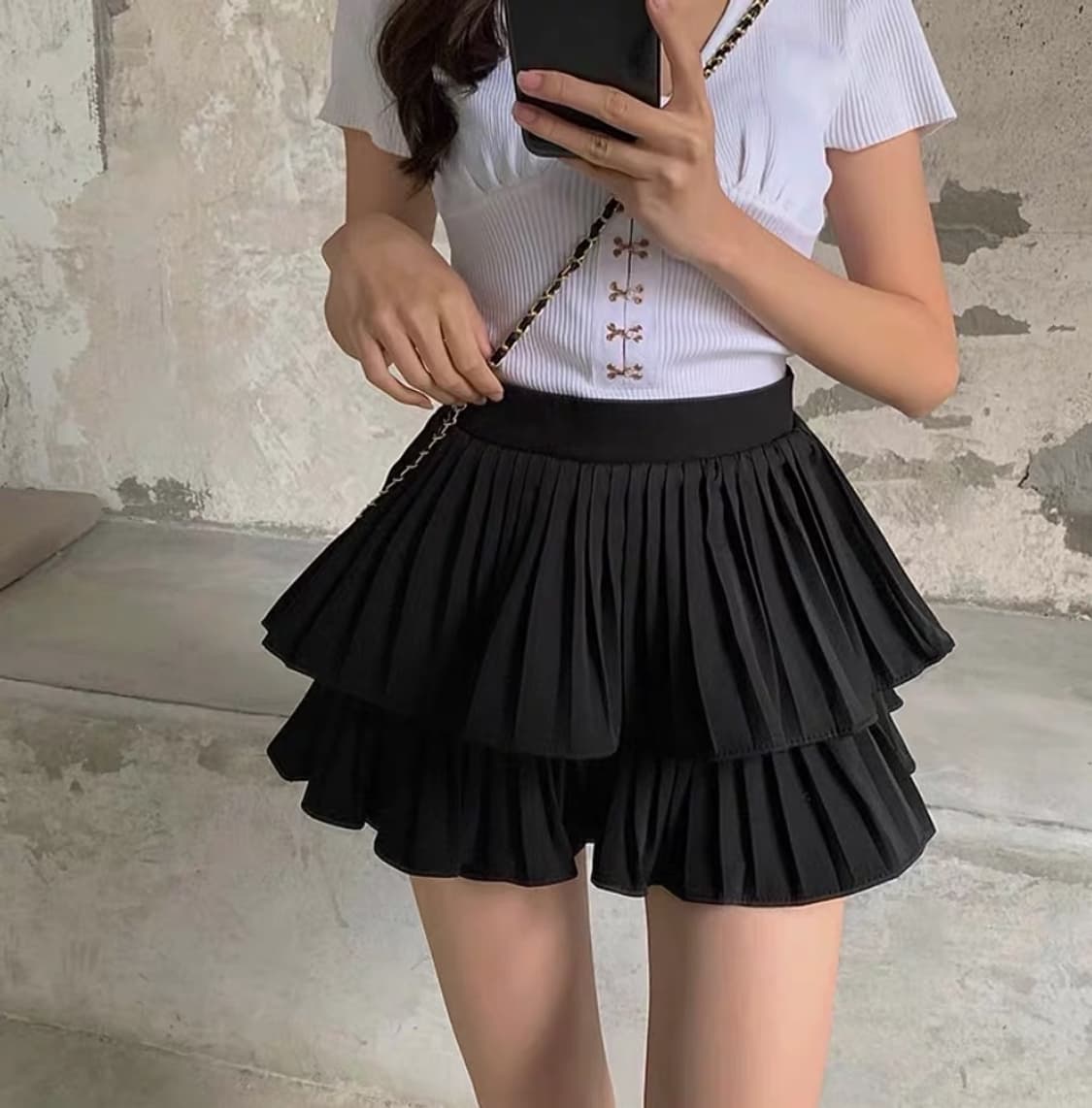 미니멀  A라인 주름 스커트 바지 상품이미지1