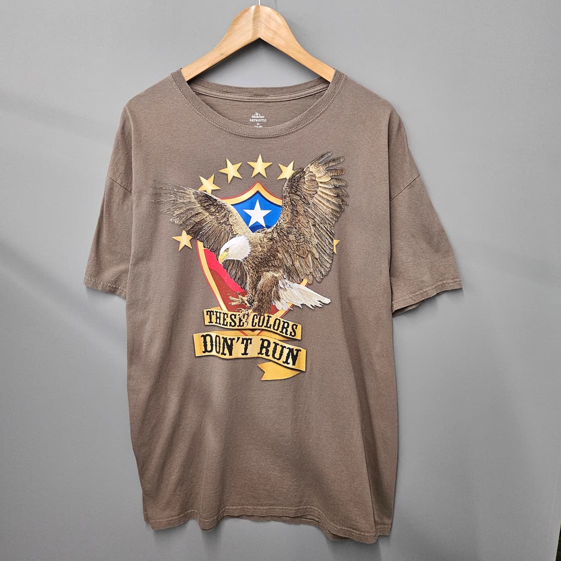 USA 90's 빈티지 성조기 독수리 반팔티 브라운 상품이미지1