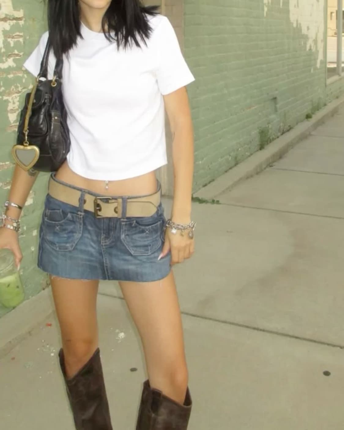 글로니 91 미드라이즈 데님 스커트 중청 상품이미지6