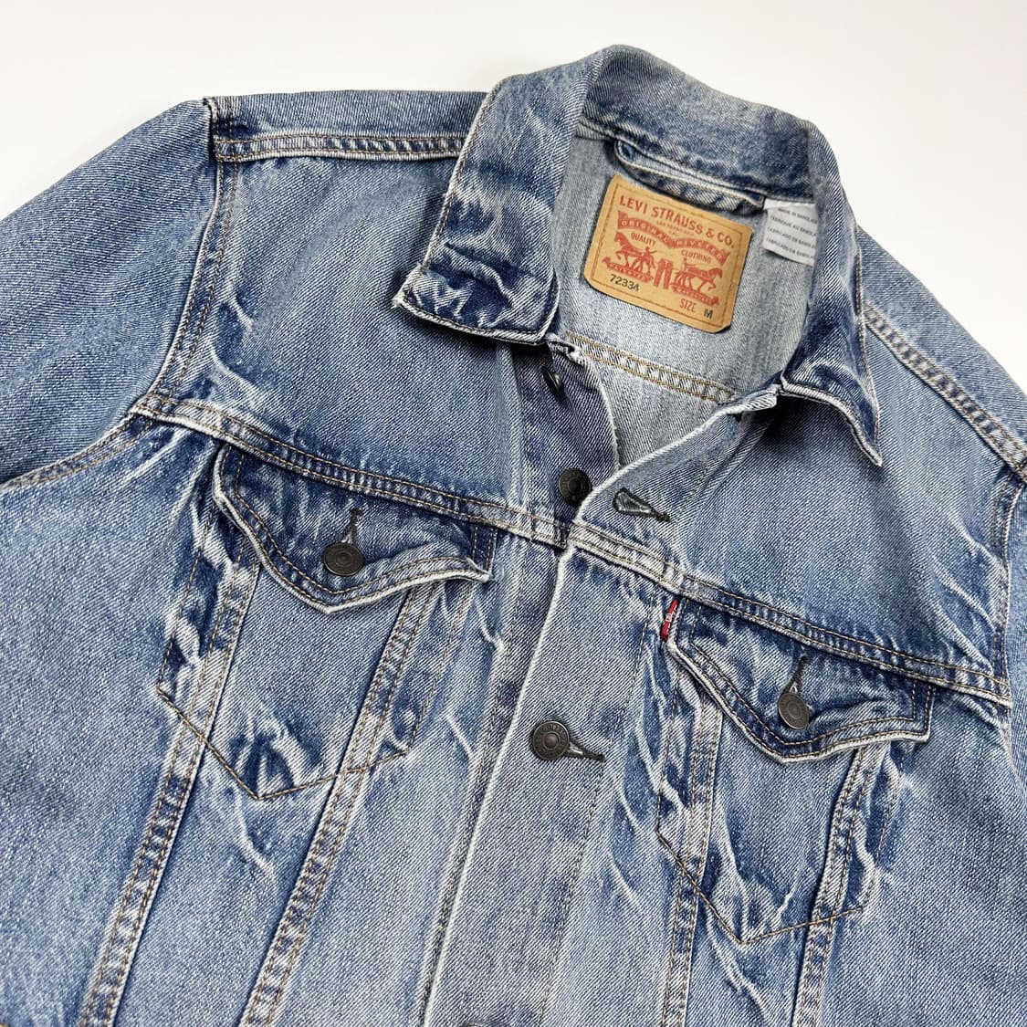 리바이스 미니멀 연청 데님 트러커자켓  M 상품이미지3