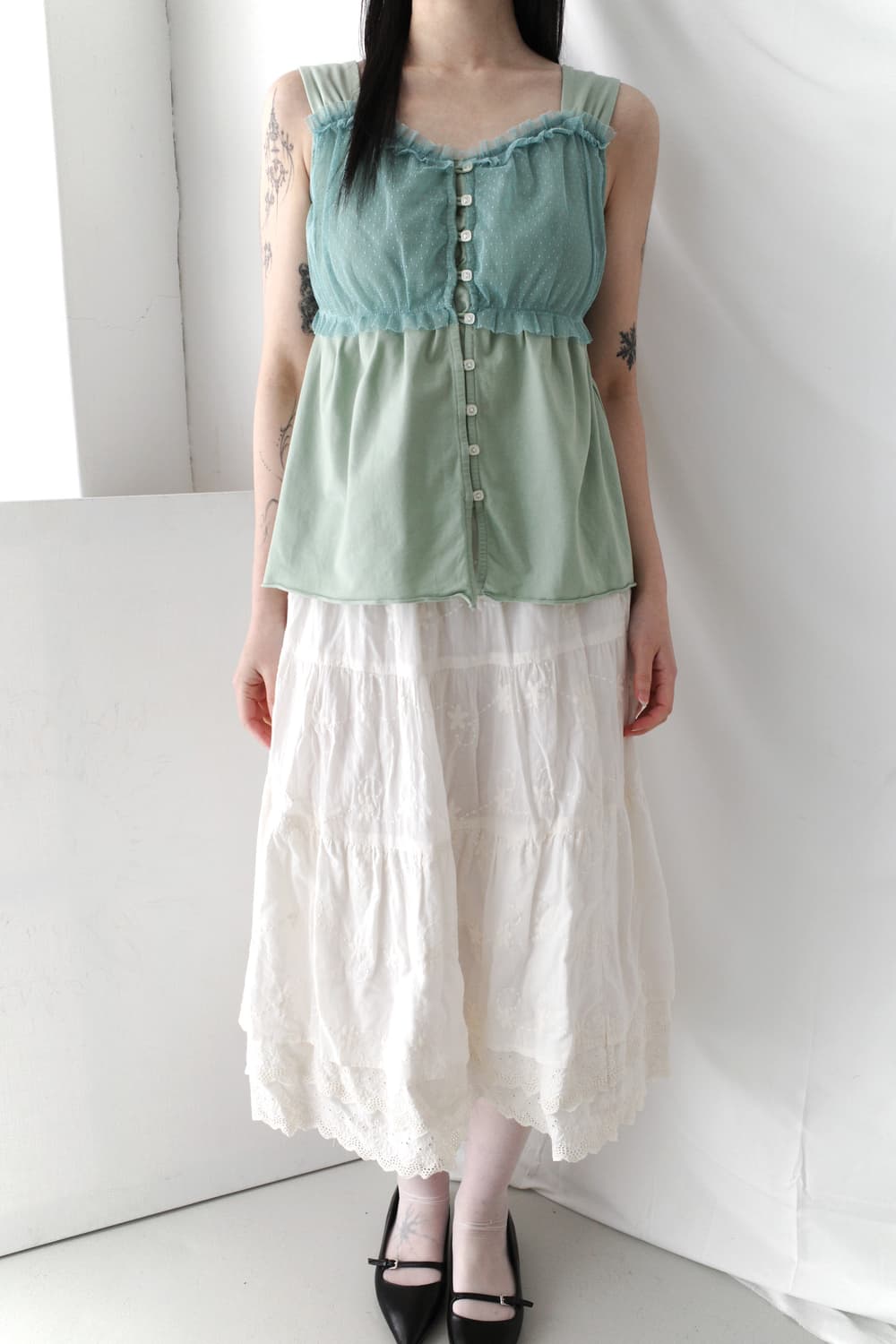 dot lace button sleeveless 상품이미지7