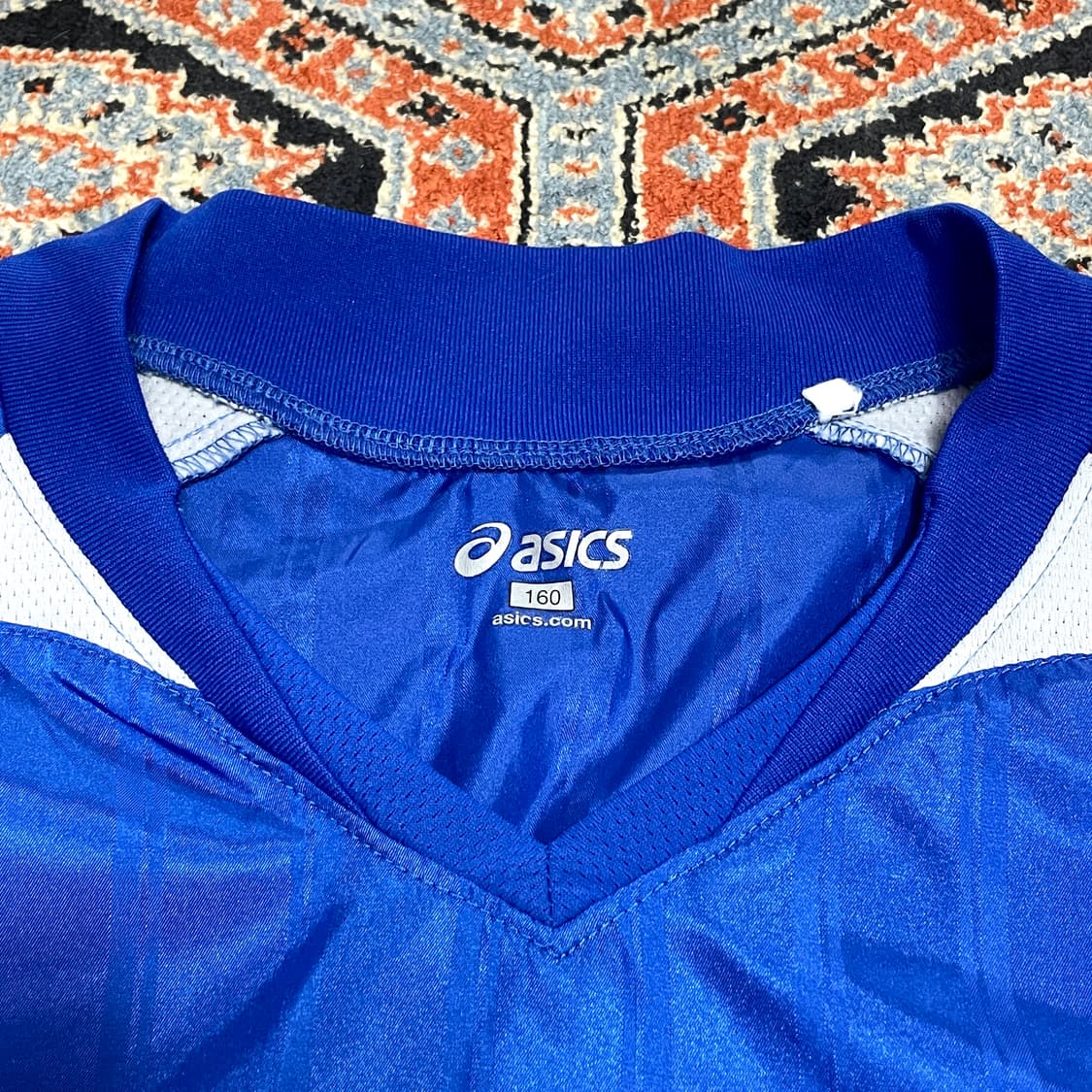 아식스 블루 윈드브레이커 탑 남성M 상품이미지4