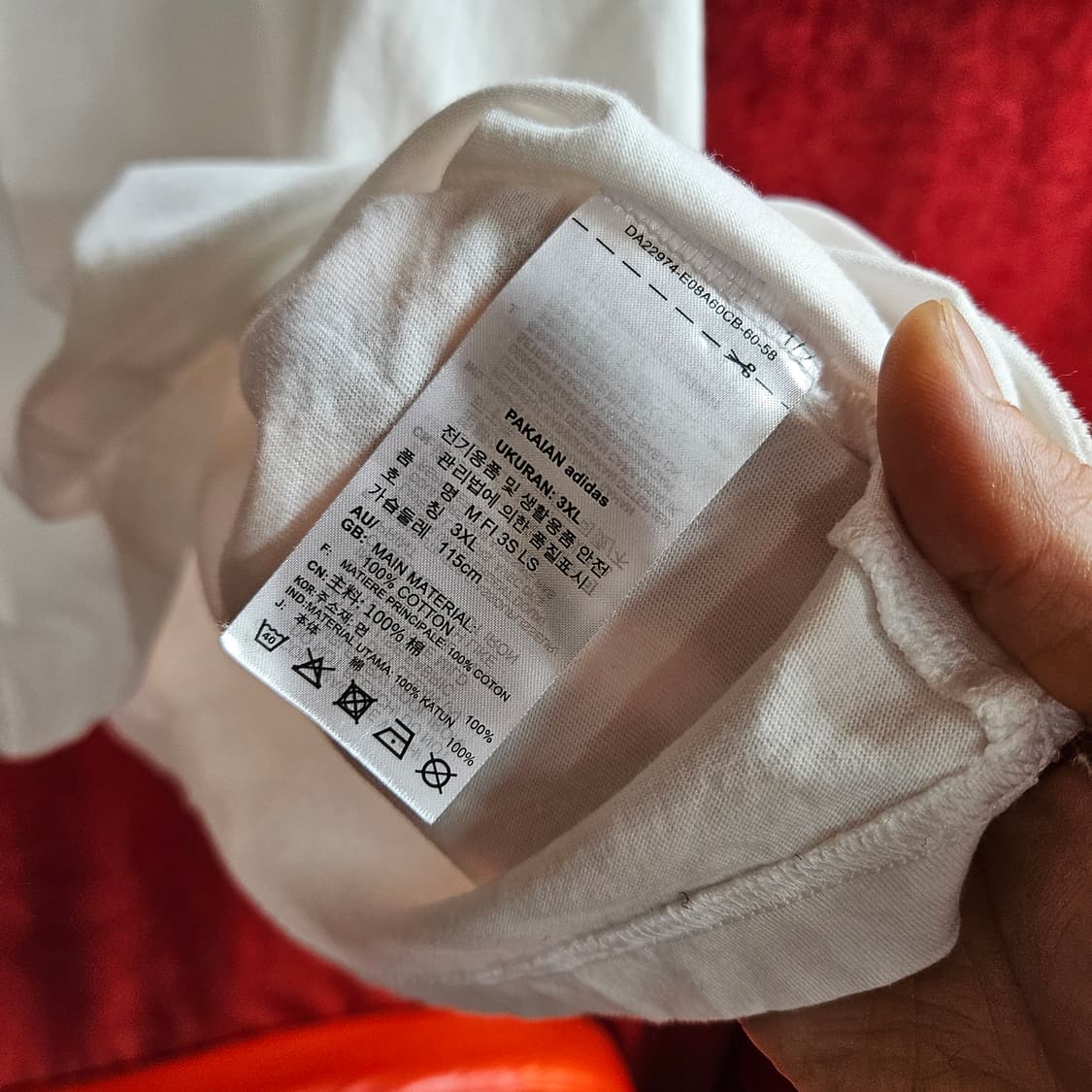 아디다스(Adidas) 사선 삼선 센터로고 긴팔티셔츠 3XL size 상품이미지7