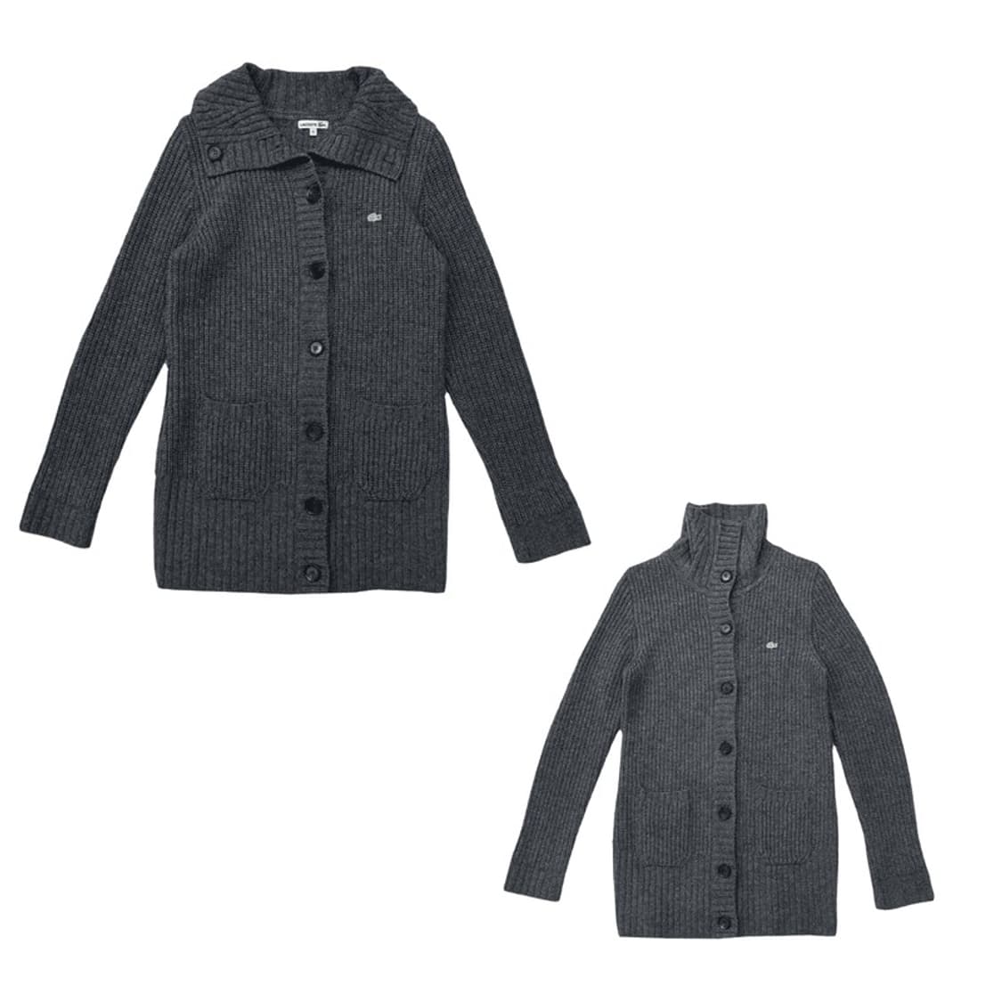 라코스테 여성용 그레이 숄 카라 울 가디건 36 상품이미지1