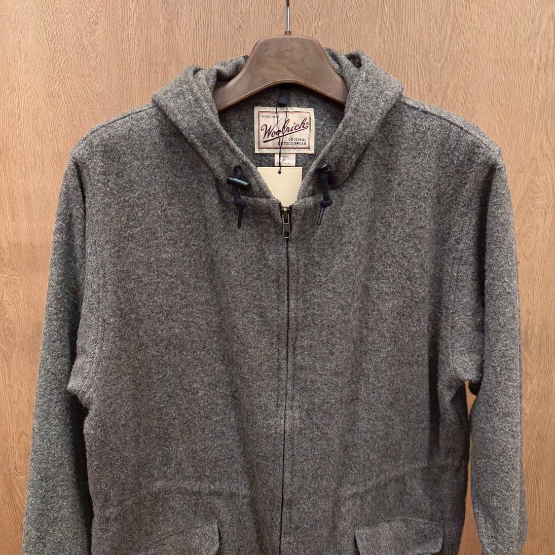 울리치 후드 집업 코트 드로우 스트링 플랩 포켓 디테일 레귤러핏 베이지 상품이미지4