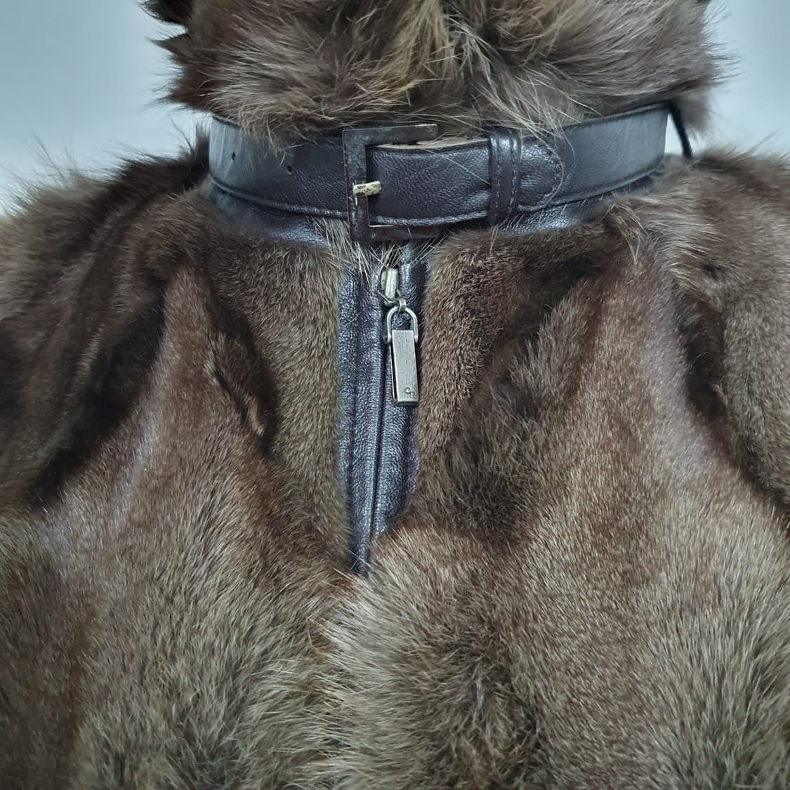 빈티지 y2k 오네갸루 뮤트톤 폭스퍼 램스킨 양가죽 배색 자켓 상품이미지4