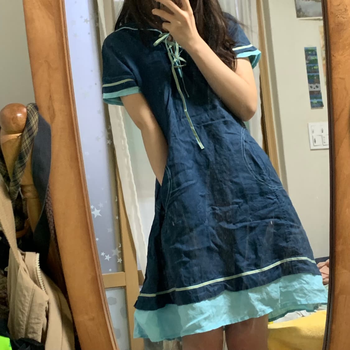 오일릴리 미디 원피스 티티카카 빈티지 하구미 블라우스 세라복 세일러 카라 상품이미지1